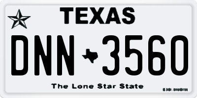 TX license plate DNN3560