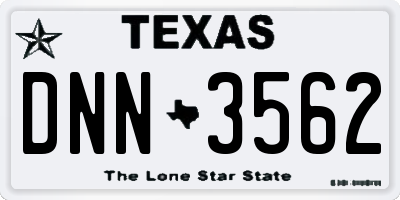 TX license plate DNN3562