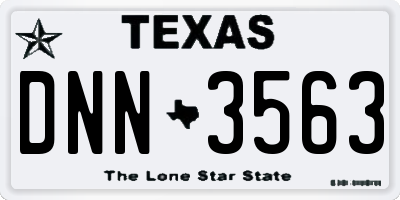 TX license plate DNN3563