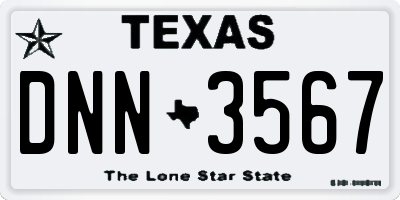 TX license plate DNN3567