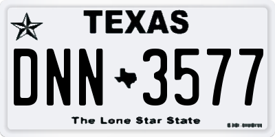 TX license plate DNN3577