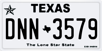TX license plate DNN3579
