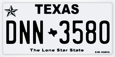 TX license plate DNN3580