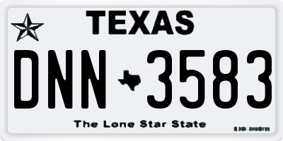 TX license plate DNN3583