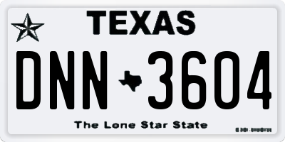 TX license plate DNN3604