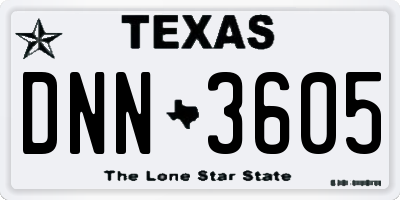 TX license plate DNN3605