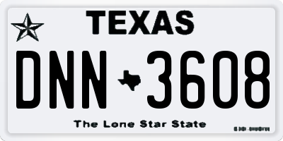 TX license plate DNN3608