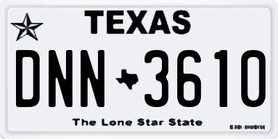 TX license plate DNN3610