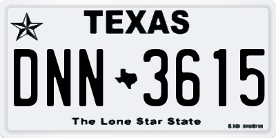 TX license plate DNN3615