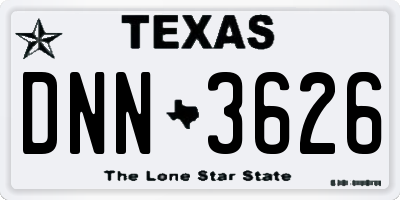 TX license plate DNN3626