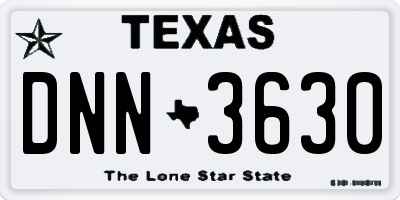 TX license plate DNN3630