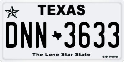 TX license plate DNN3633