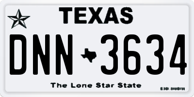 TX license plate DNN3634