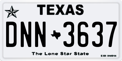 TX license plate DNN3637