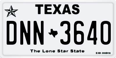 TX license plate DNN3640