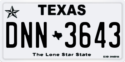 TX license plate DNN3643