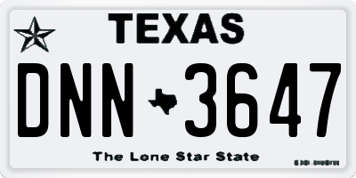 TX license plate DNN3647