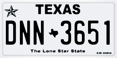 TX license plate DNN3651