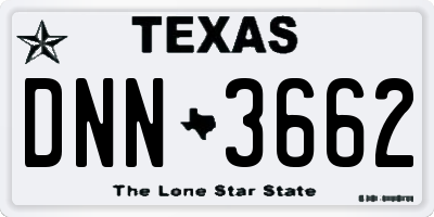 TX license plate DNN3662