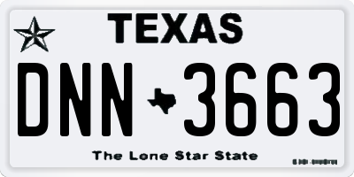 TX license plate DNN3663