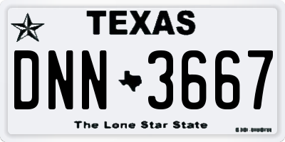 TX license plate DNN3667