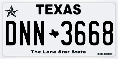 TX license plate DNN3668