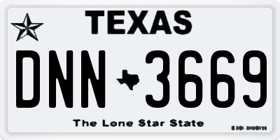 TX license plate DNN3669