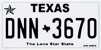 TX license plate DNN3670