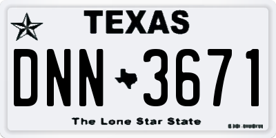 TX license plate DNN3671