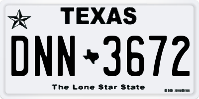 TX license plate DNN3672