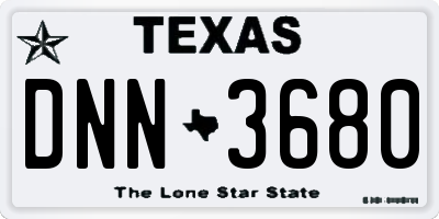 TX license plate DNN3680