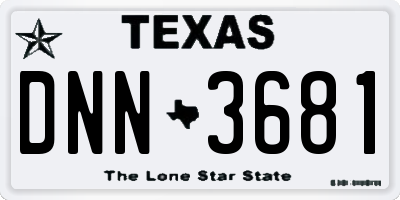 TX license plate DNN3681