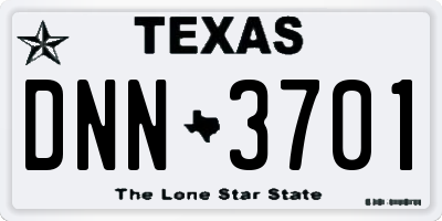 TX license plate DNN3701