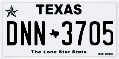TX license plate DNN3705