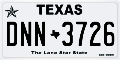 TX license plate DNN3726
