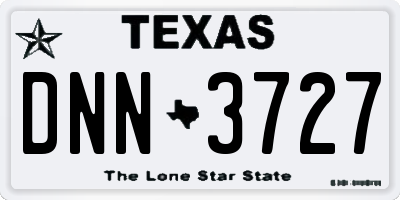 TX license plate DNN3727