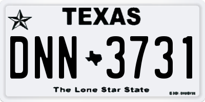 TX license plate DNN3731