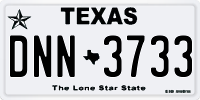 TX license plate DNN3733