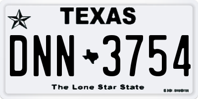 TX license plate DNN3754