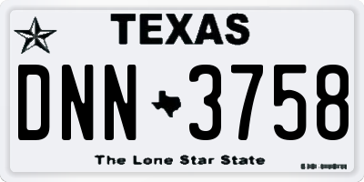 TX license plate DNN3758