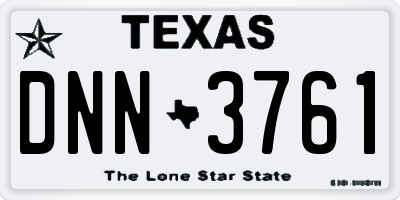 TX license plate DNN3761