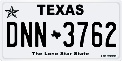 TX license plate DNN3762