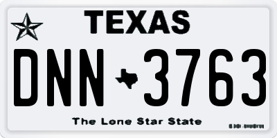 TX license plate DNN3763