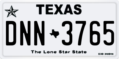 TX license plate DNN3765