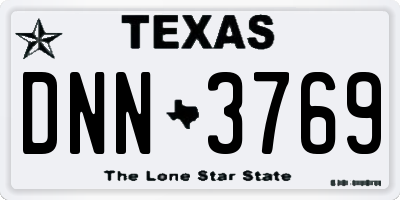 TX license plate DNN3769