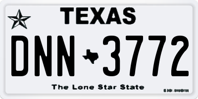 TX license plate DNN3772