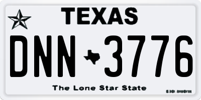 TX license plate DNN3776