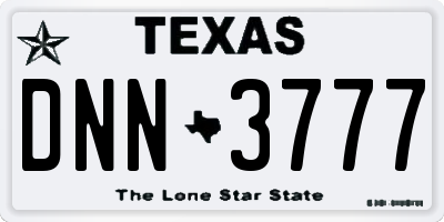 TX license plate DNN3777
