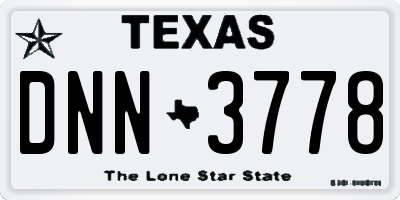 TX license plate DNN3778