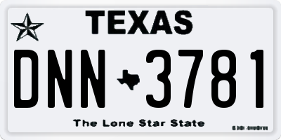 TX license plate DNN3781